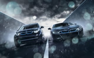 Обои BMW-i3, гонка, трасса, BMW-i8