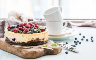 Картинка ягоды, чашка, Karina Klachuk, разделочная доска, чизкейк, торт