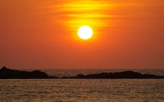 Картинка море, солнце, закат, природа