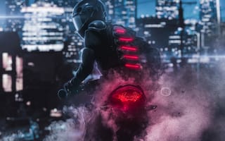 Картинка стиль, транспорт, байк, дым, шлем, мотоцикл, байкер, арт