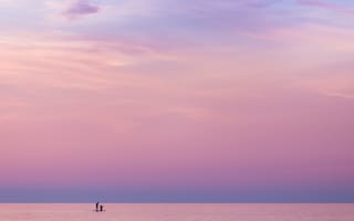 Картинка закат, море, люди