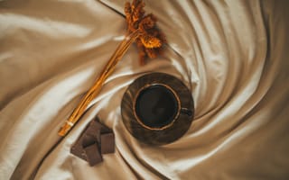 Картинка кофе, шоколад, chocolate, какао, дольки, coffee, кофе в постель, bed