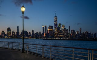 Картинка фонари, Hudson Square, США, набережная, Manhattan