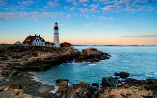 Картинка побережье, маяк, США, Cumberland County, Cape Elizabeth