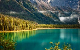 Картинка Изумрудное озеро, Национальный парк Йохо, деревья, Канада, склон, лес, горы, Британская Колумбия