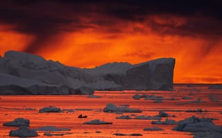 Картинка Greenland, лёд, море, закат