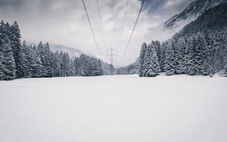 Картинка зима, снег, лэп