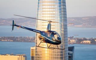 Картинка здание, Bell 206L3 Long Ranger, небоскрёб, вертолёт