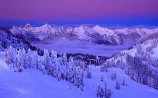 Картинка Lanscape, Clouds, Mountain, Sky, Winter, Purple, Snow
