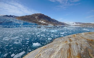 Картинка холод, лед, море, зима, снег, берег, ледник, горы