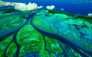 Картинка приливные каналы, Сейшельскии острова, атолл Альдабра, Индийский океан