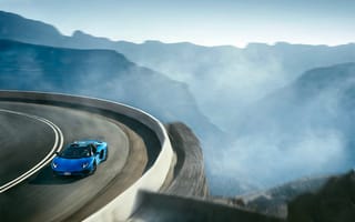 Картинка Lamborghini, Roadster, Supercar, LP 750-4, Landscape, Superveloce, Aventador, Blue