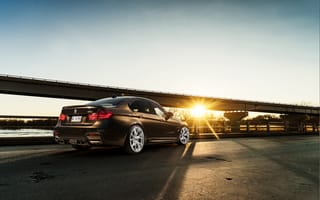 Картинка BMW, Car, Rear, Sunset, F80, M3, Brown, Sky