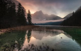 Картинка лес, горы, отражение, водоем