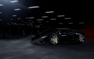 Картинка Lamborghini, Wheels, LP610-4, Black, Front, Dark, Garage, Huracan, Color, Supercar