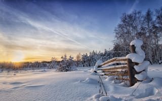 Картинка природа, пейзаж, снег, небо, зима