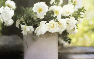 Картинка обработка, букет, мазки, фотоарт, белые, шиповник