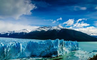 Картинка лед, небо, облака, ледник, Аргентина, синева, горы