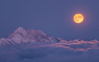 Картинка cloud, mountain, full moon