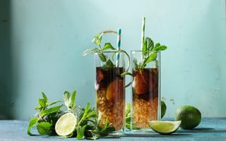 Картинка стакан, коктейль, напиток, мята, Natasha Breen, лайм