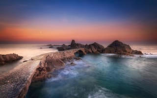 Картинка море, небо, скалы, камни, пирс