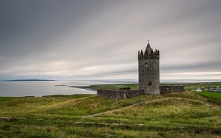 Картинка поле, замок, берег, водоем