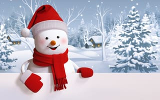 Обои snowman, happy, winter, снеговик, cute, snow