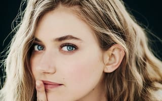Картинка girl, photo, face, lips, actress, mouth, finger on lips, blonde, looking at camera, looking at viewer, Imogen Poots, blue eyes, portrait, wavy hair, close up