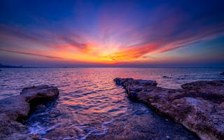 Картинка море, восход, Средиземное море, Cyprus, Mediterranean Sea, рассвет, Кипр