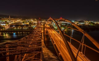 Обои ночь, мост, город