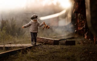 Картинка поезд, ребёнок, железная дорога