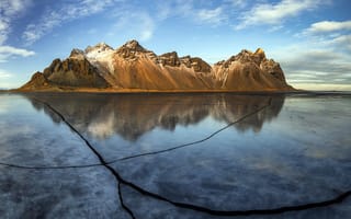 Картинка ice, Winter, Reflection, iceland, Vestrahorn Cracks