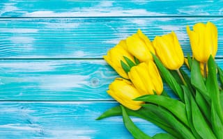 Картинка цветы, желтые, wood, yellow, букет, flowers, tulips, тюльпаны