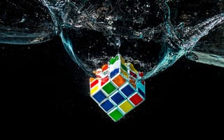 Картинка кубик Рубика, макро, головоломка, вода