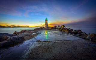 Картинка sunrise, Santa Cruz, First Morning Lights, walton lighthouse