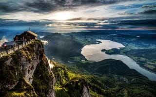Картинка пейзаж, горы, Wolfgangsee, панорама, Вольфгангзе, природа, Австрия