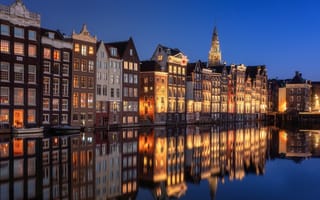 Картинка вода, Нидерланды, здания, отражение, Де Валлен, Амстердам, дома, Netherlands, канал, Amsterdam, De Wallen