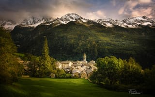 Картинка лес, Stefan Thaler, La soglia del paradiso, горы, Италия, дома