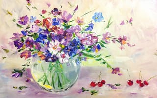 Картинка цветы, картина, ваза