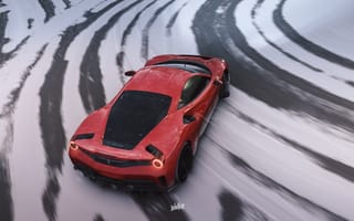 Картинка зима, Microsoft, 488, Pista, дрифт, Ferrari, drift, game