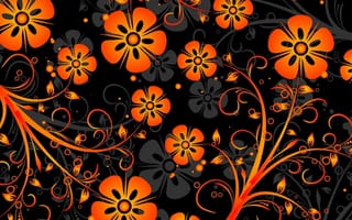 Картинка цветы, узор, вектор, оранжевые