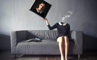 Картинка девушка, диван, портрет