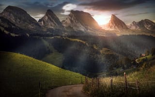 Картинка Switzerland, sunset, mountains, Churfirsten, Toggenburg