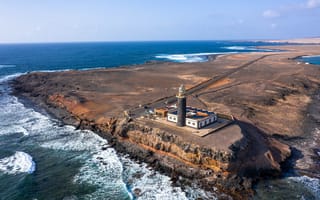 Картинка spain, drone, Fuerteventura, Punta Jandía Lighthouse