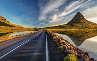 Картинка Iceland, Kirkjufell Mountain, Road
