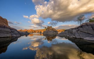 Картинка озеро, скалы, США, Аризона