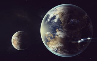 Обои ship, planets, universe