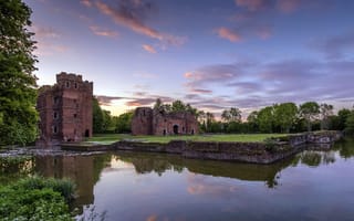 Обои Sunset, Kirby Muxloe Castle, Leicestershire, Ruins, England