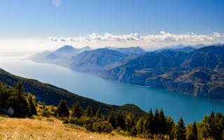 Картинка горы, озеро, Italy, панорама, Альпы, Италия, Lake Garda, Озеро Гарда, Alps