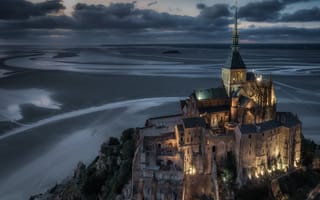 Картинка замок, побережье, Франция, крепость, Le Mont Saint-Michel